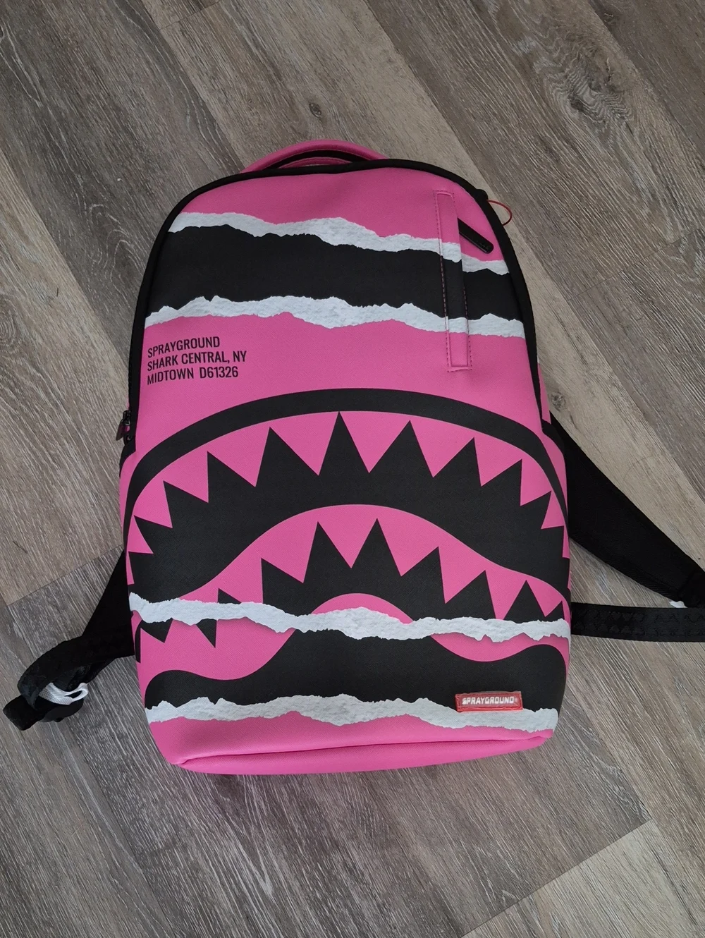 Limited Edition Sprayground Pink & Black Shark-Graphic Backpack